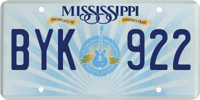 MS license plate BYK922