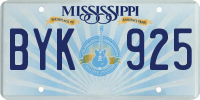 MS license plate BYK925