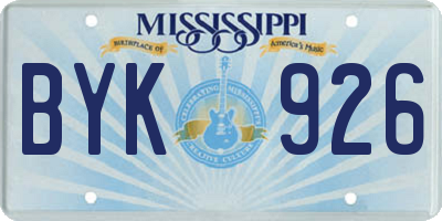 MS license plate BYK926