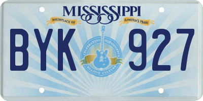 MS license plate BYK927