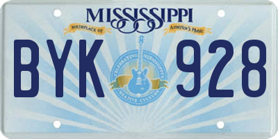 MS license plate BYK928