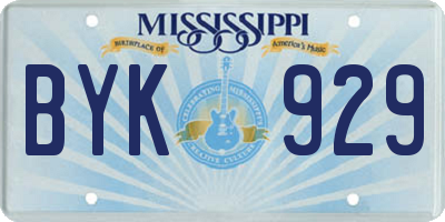 MS license plate BYK929