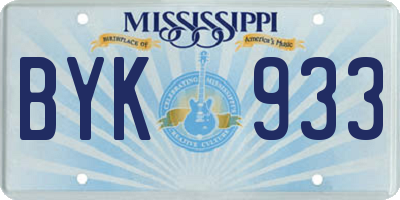 MS license plate BYK933