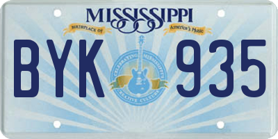 MS license plate BYK935