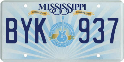 MS license plate BYK937