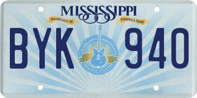 MS license plate BYK940
