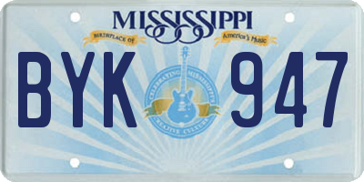 MS license plate BYK947