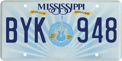 MS license plate BYK948
