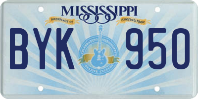 MS license plate BYK950