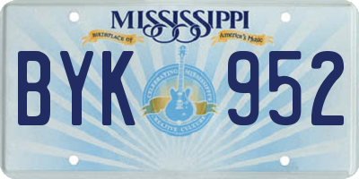 MS license plate BYK952