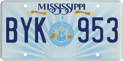 MS license plate BYK953