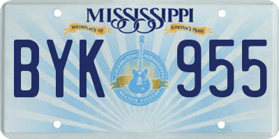 MS license plate BYK955