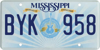 MS license plate BYK958