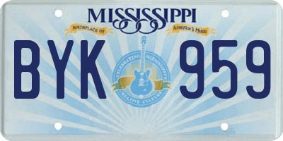 MS license plate BYK959