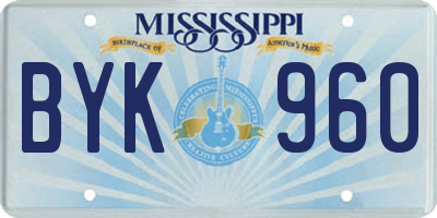 MS license plate BYK960