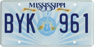 MS license plate BYK961