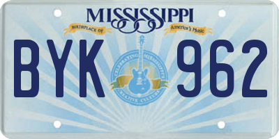 MS license plate BYK962