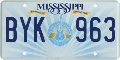 MS license plate BYK963