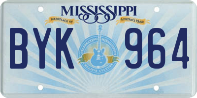 MS license plate BYK964