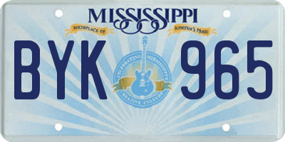 MS license plate BYK965