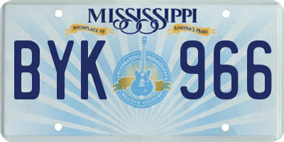 MS license plate BYK966