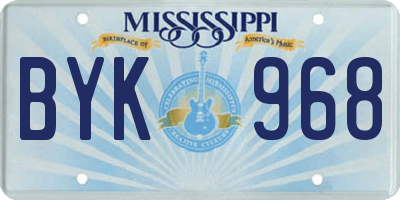 MS license plate BYK968