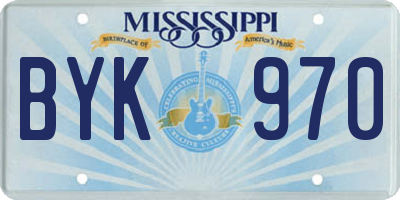 MS license plate BYK970