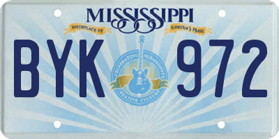 MS license plate BYK972