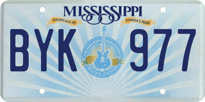 MS license plate BYK977