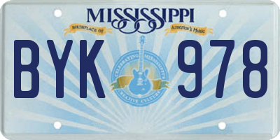 MS license plate BYK978