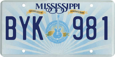 MS license plate BYK981