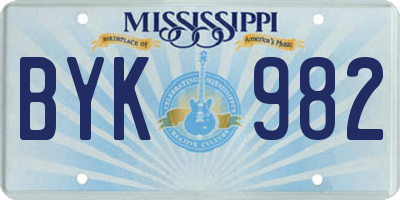 MS license plate BYK982