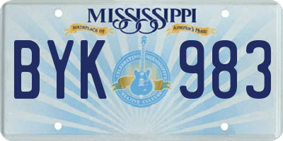 MS license plate BYK983