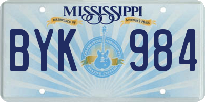 MS license plate BYK984