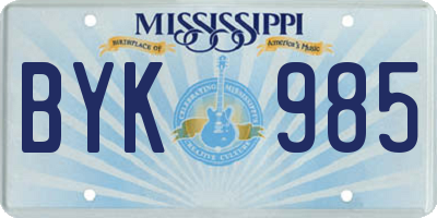 MS license plate BYK985