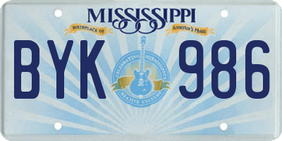 MS license plate BYK986