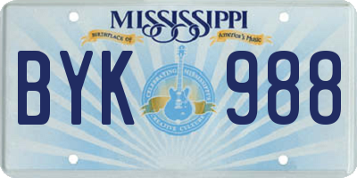 MS license plate BYK988