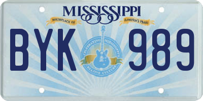 MS license plate BYK989