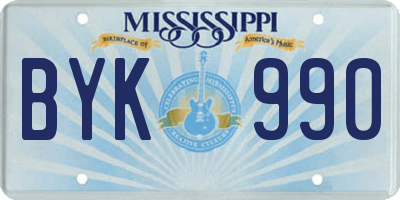 MS license plate BYK990
