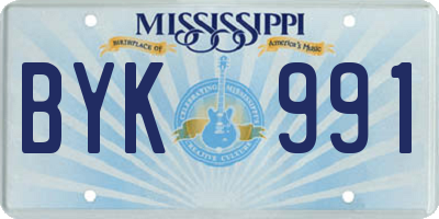 MS license plate BYK991