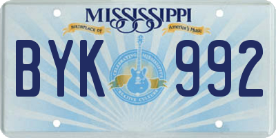 MS license plate BYK992