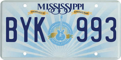 MS license plate BYK993