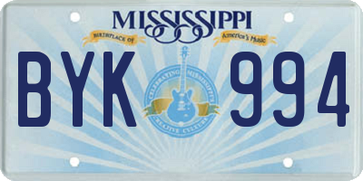 MS license plate BYK994