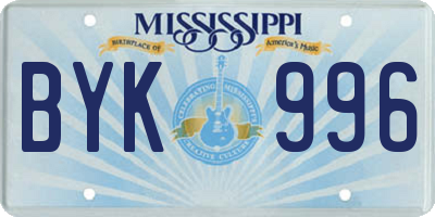 MS license plate BYK996
