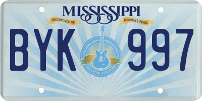 MS license plate BYK997