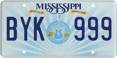 MS license plate BYK999