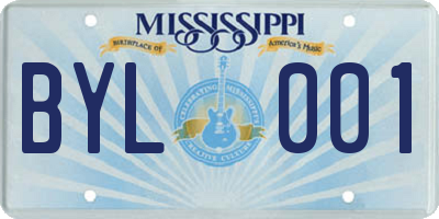 MS license plate BYL001
