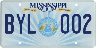 MS license plate BYL002