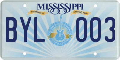 MS license plate BYL003