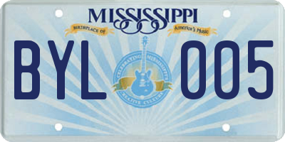 MS license plate BYL005